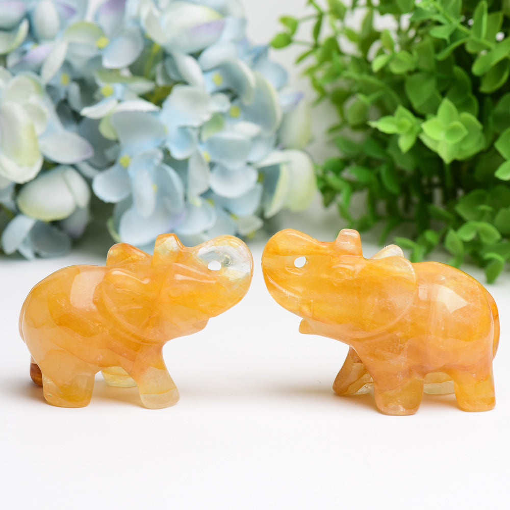 Sculpture d'éléphant en cristal guérisseur doré de 3,5 pouces