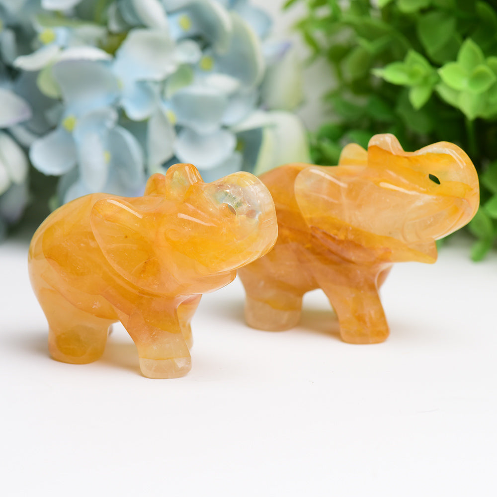 Sculpture d'éléphant en cristal guérisseur doré de 3,5 pouces