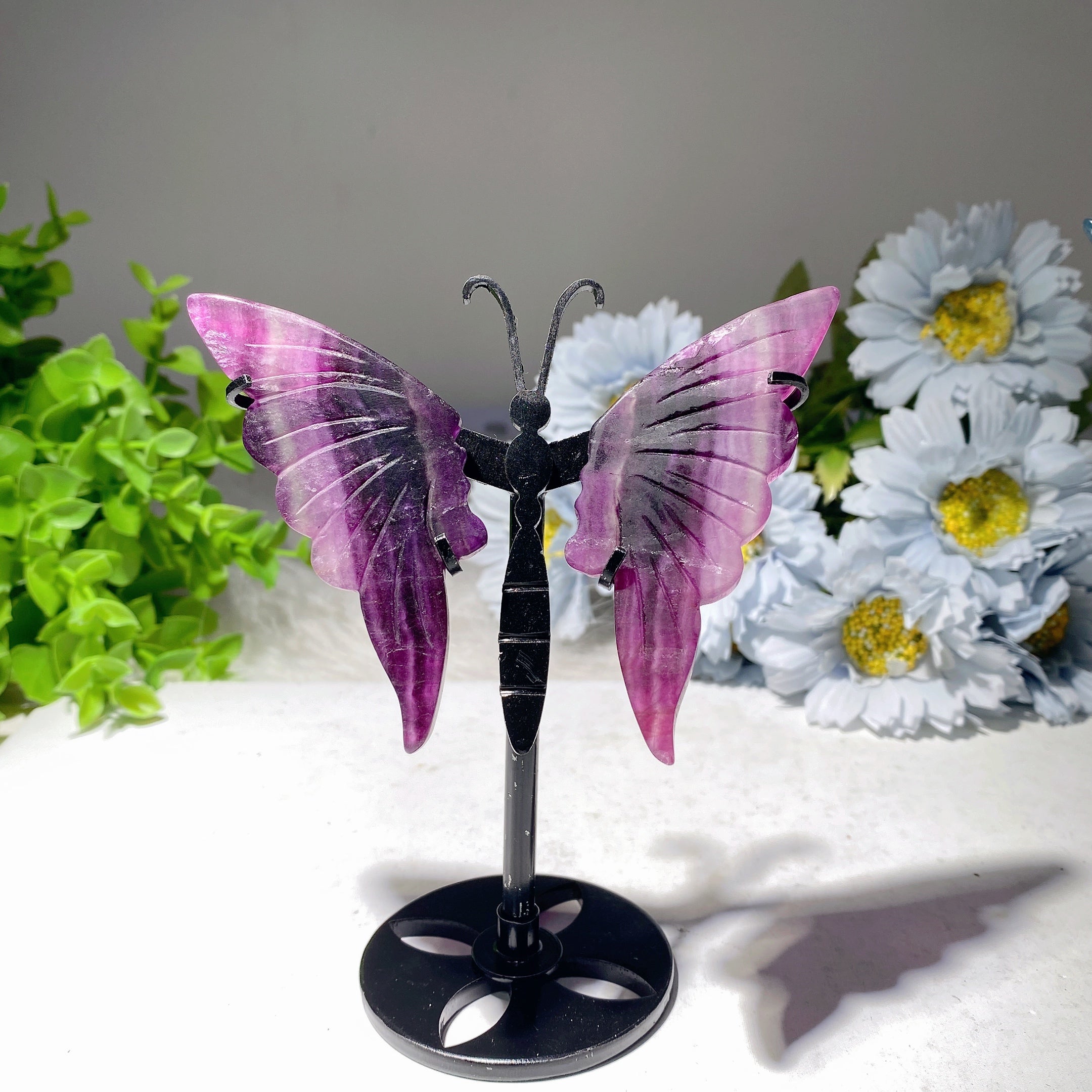 3.5-inch Mixed Crystal Butterfly Wings Carving with Stand