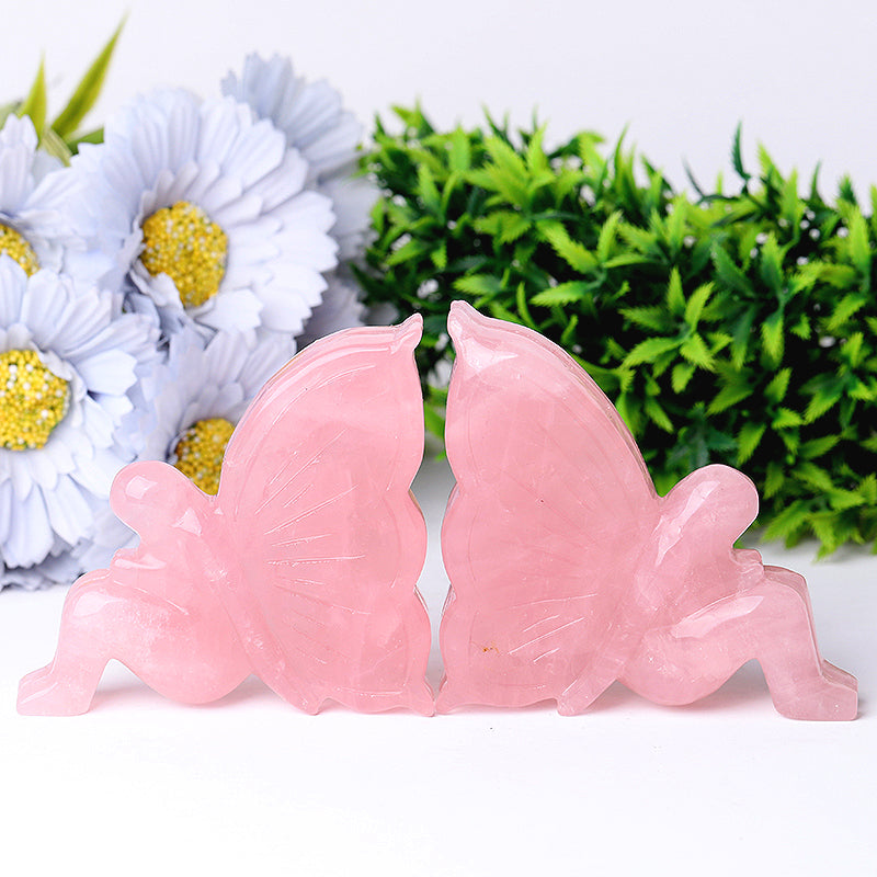 Figurine de fée en cristal de quartz rose sculptée de 3,5 pouces