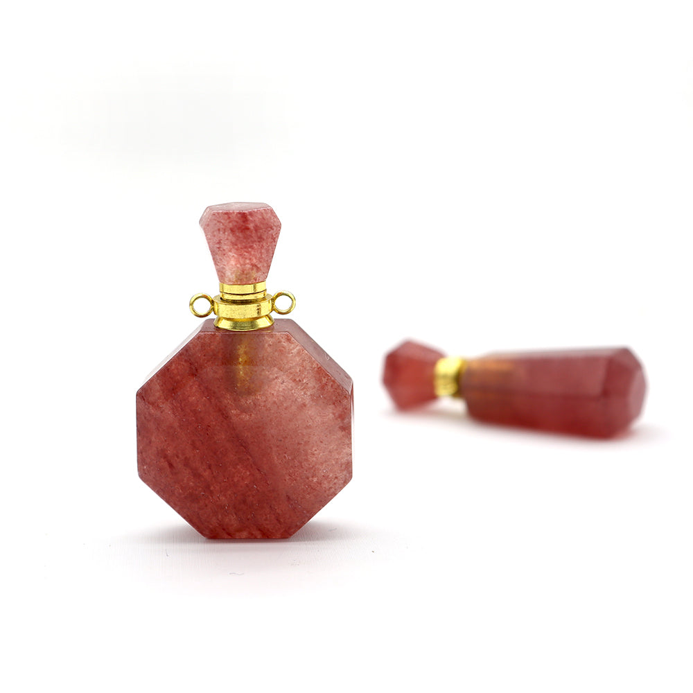 3.5cm Amethyst & Strawberry Quartz Perfume Bottle Mini Pendant