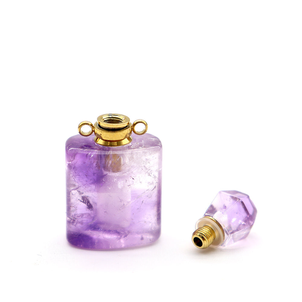 3.5cm Amethyst & Strawberry Quartz Perfume Bottle Mini Pendant
