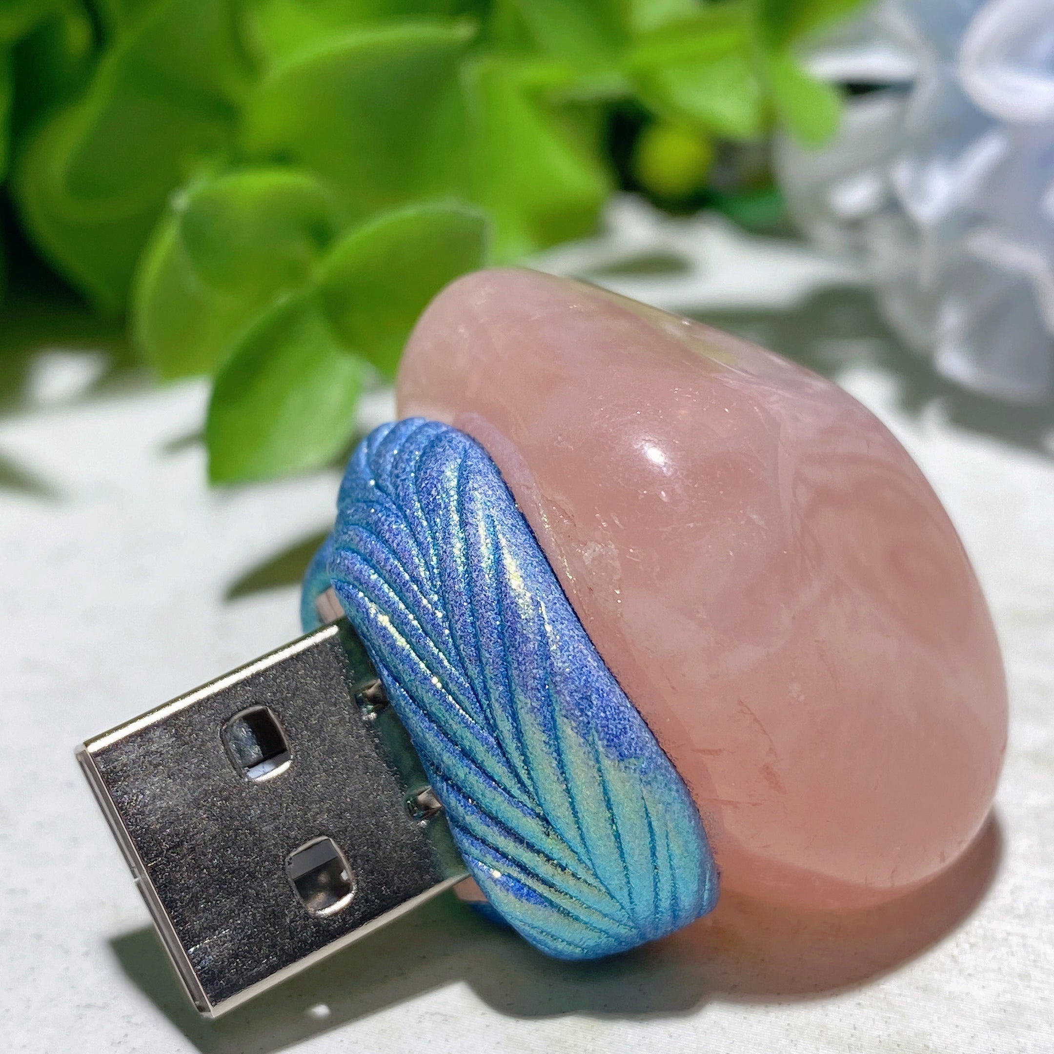 Lampe de nuit en cristal de quartz rose de 3,5 cm pour la guérison