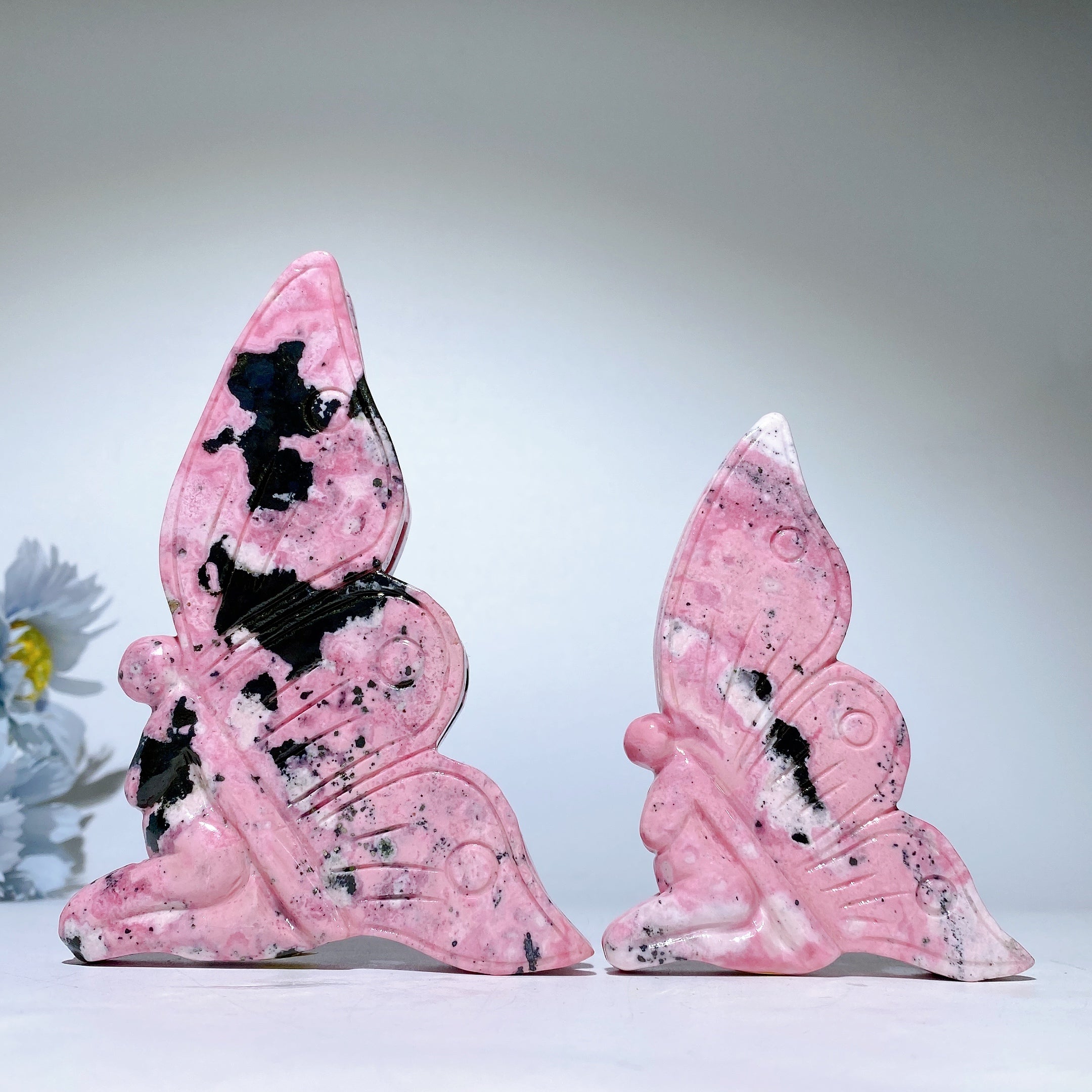 3.8"-4.8" Peru Rhodonite Butterfly Crystal Figurine for Healing