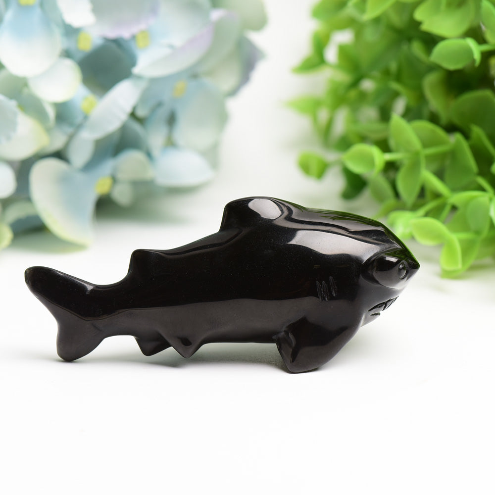 3.8 Inch Black Obsidian Jaw Crystal Figurine for Healing