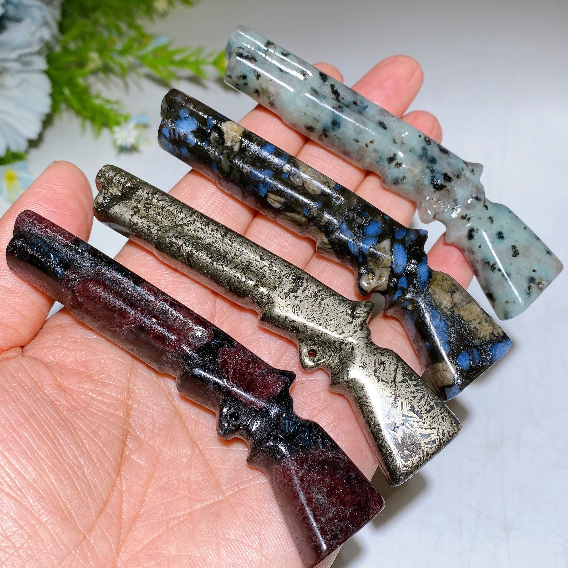 Figurine de fusil de chasse en cristal de 9,7 cm pour l'énergie de guérison
