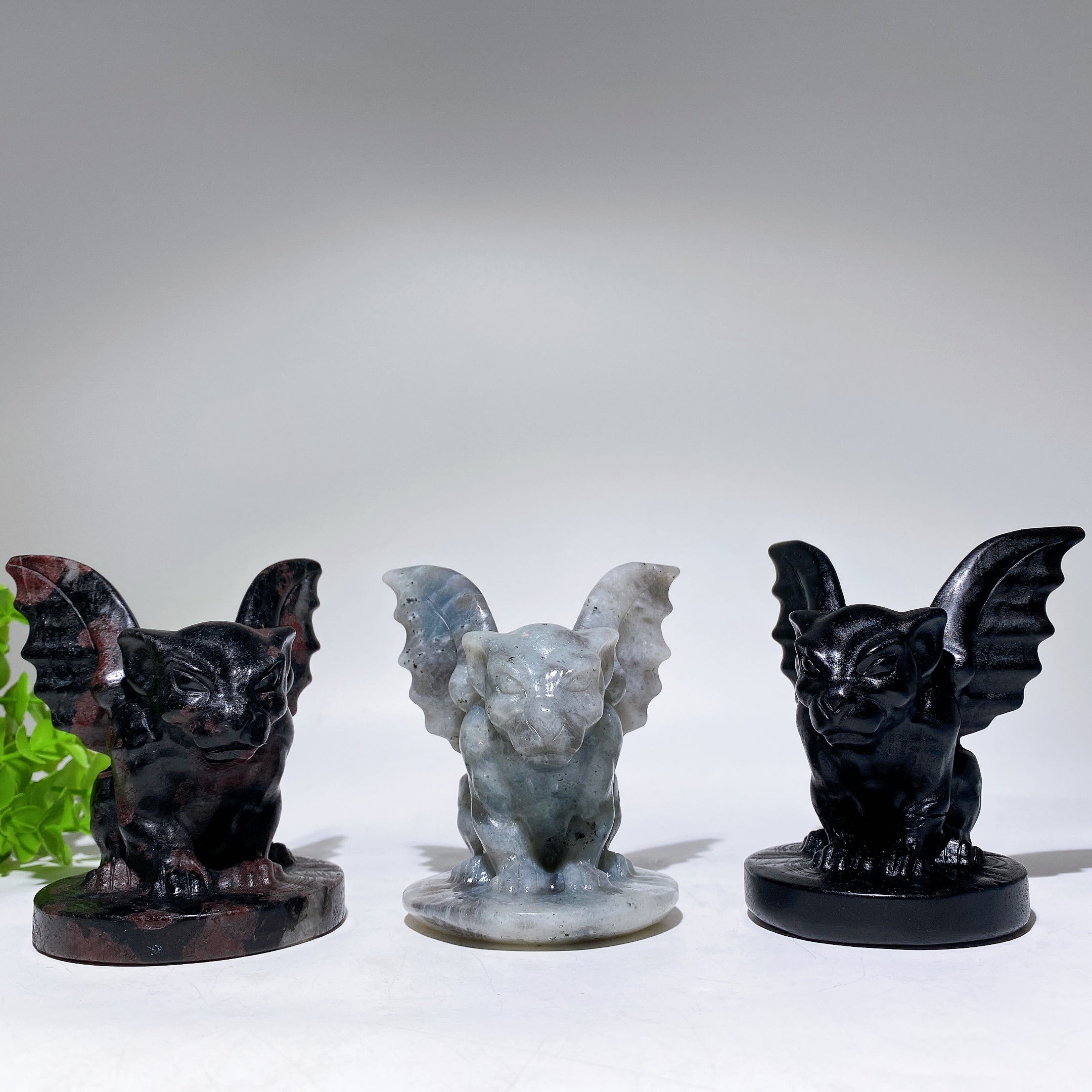 3.8-inch Labradorite Crystal Gargoyle Figurine Carving