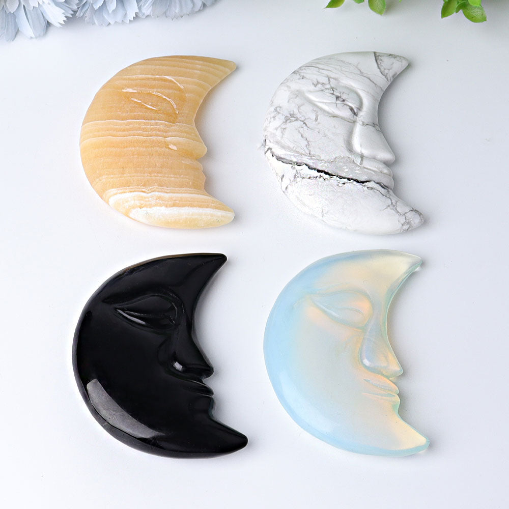 Figurines en cristal de 3,8 pouces en forme de visage de lune pour la guérison