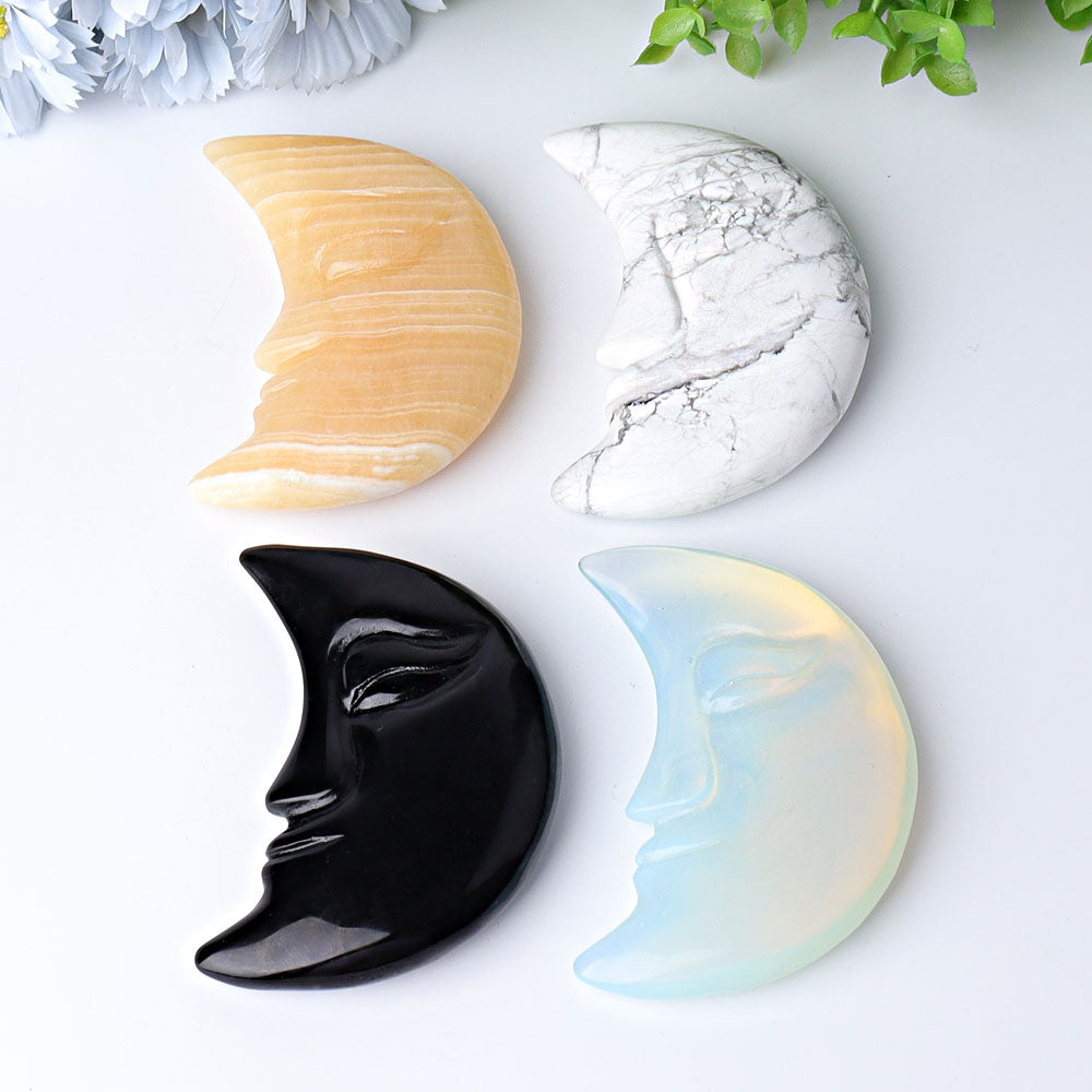 Figurines en cristal de 3,8 pouces en forme de visage de lune pour la guérison