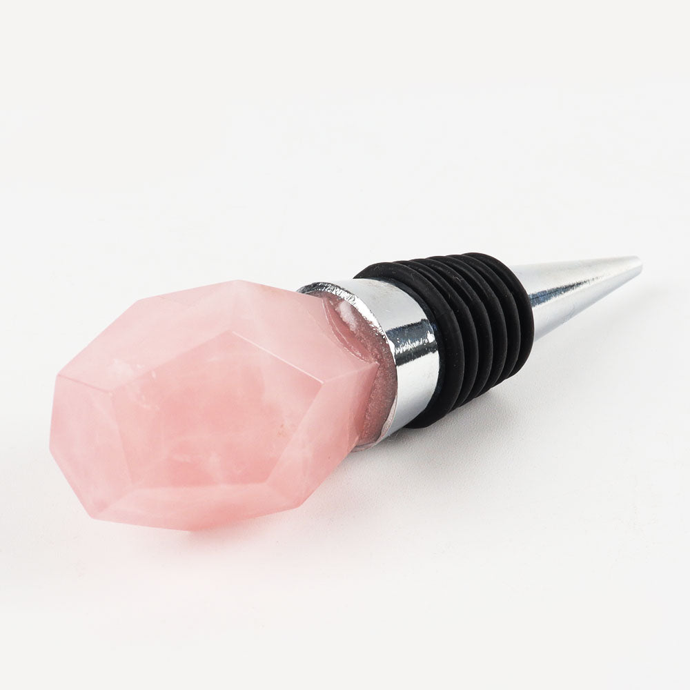 3.8 inch Rose Quartz Crystal Champagne Bottle Stopper for Wedding Decor
