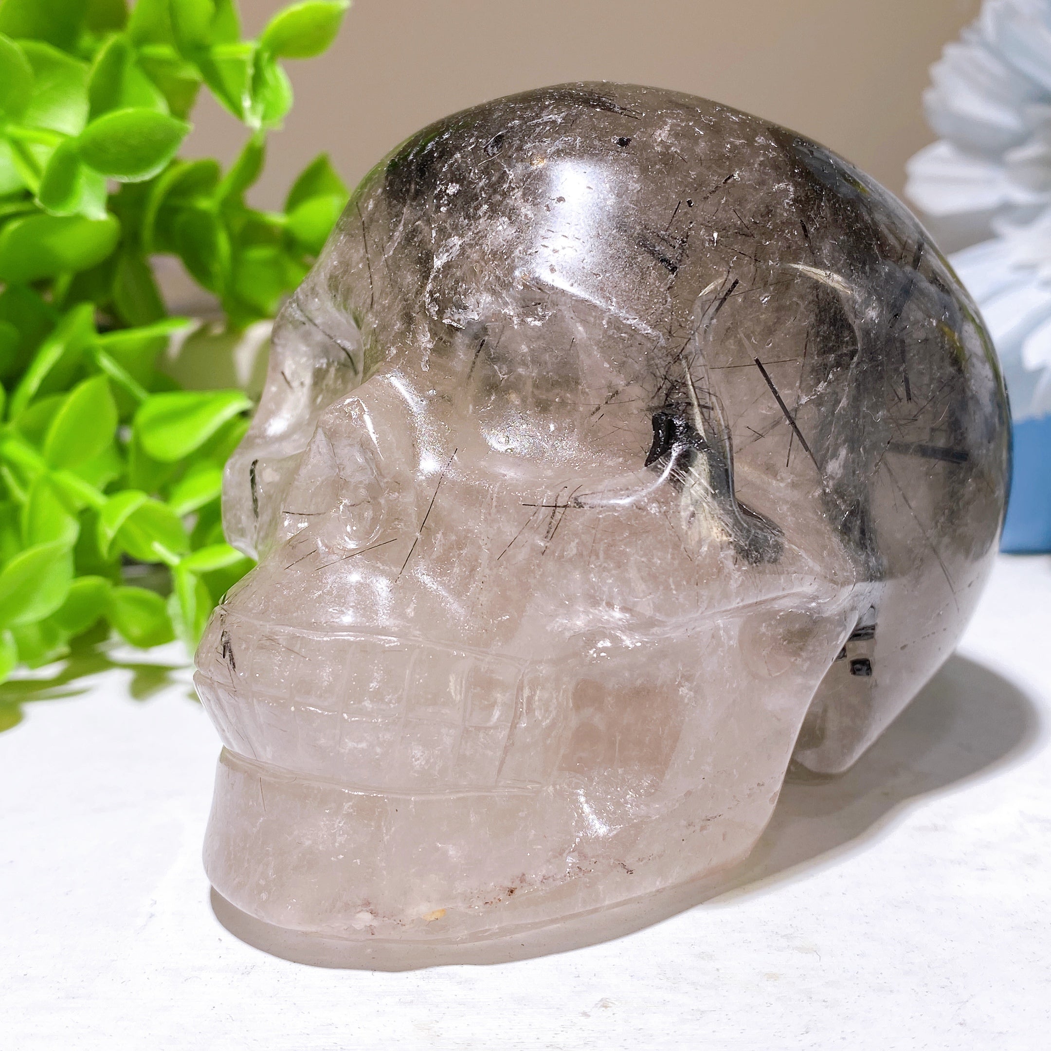3.9 inch Black Tourmaline Quartz Crystal Skull for Healing