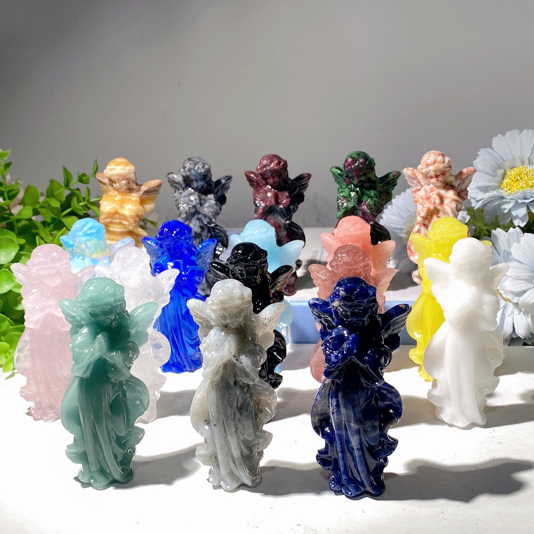3.9 Inch Mixed Crystal Angel Fairy Figurines for Healing