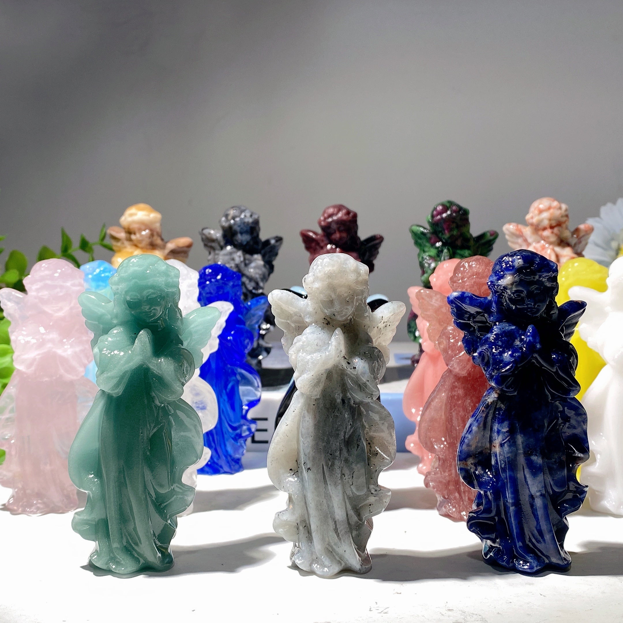 3.9 Inch Mixed Crystal Angel Fairy Figurines for Healing