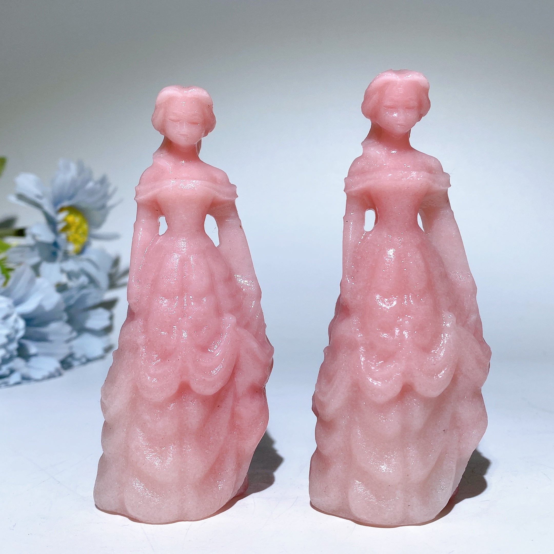 3.9 Inch Pink Opal Crystal Princess Figurine for Healing