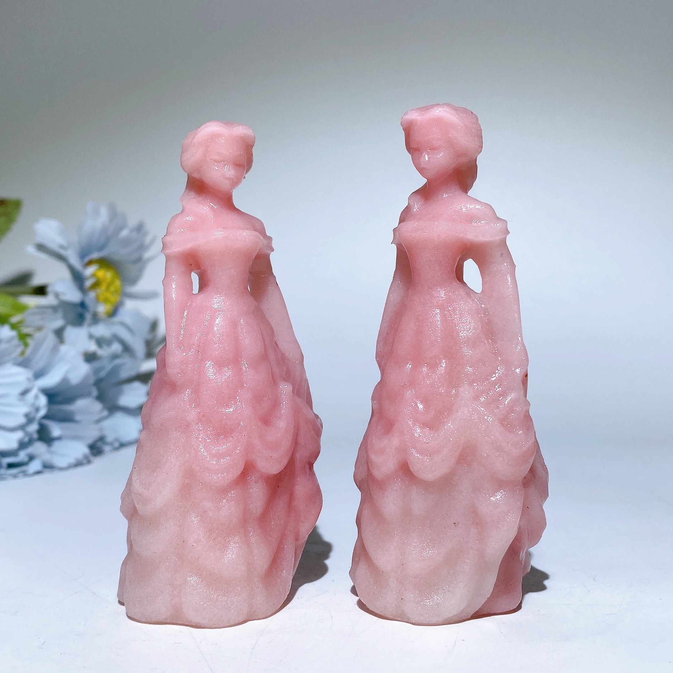 3.9 Inch Pink Opal Crystal Princess Figurine for Healing