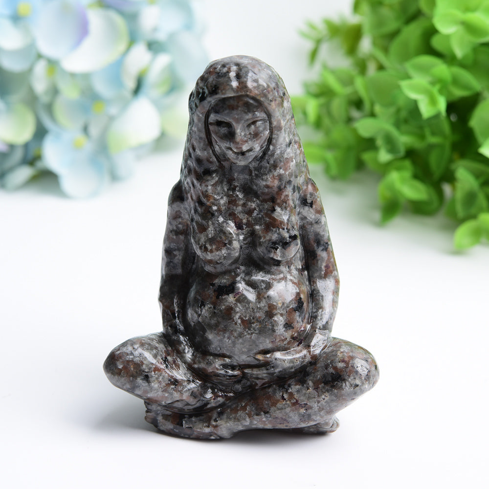 3.9" Yooperlite Crystal Figurine Mother of The Earth Carving