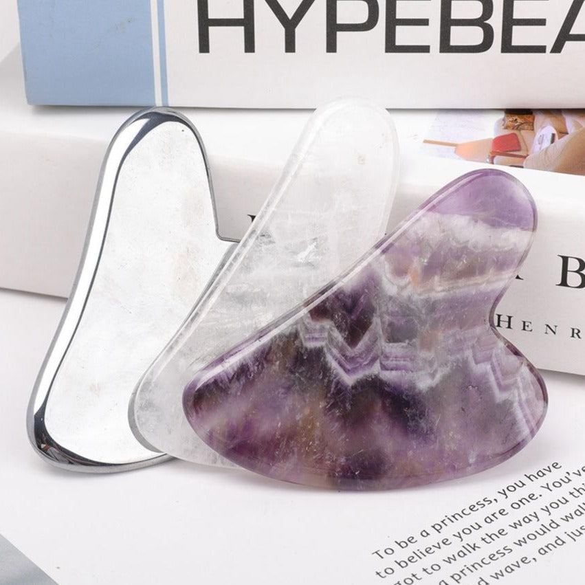 Planche de Guasha en cristal de 7,6 cm pour la guérison et le bien-être du visage