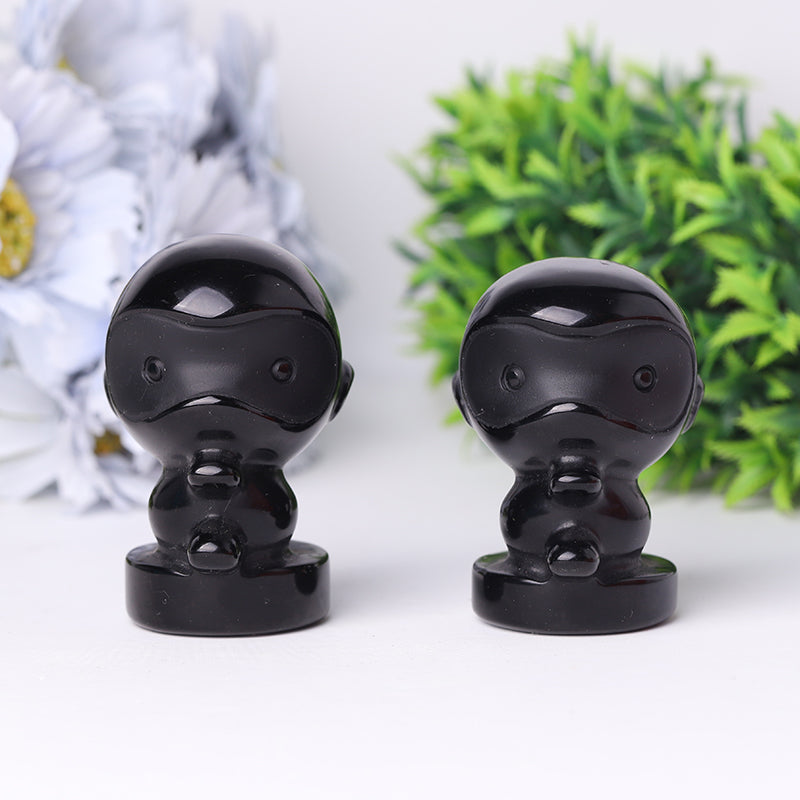 Figurine sculptée en cristal d'obsidienne noire de 7,6 cm