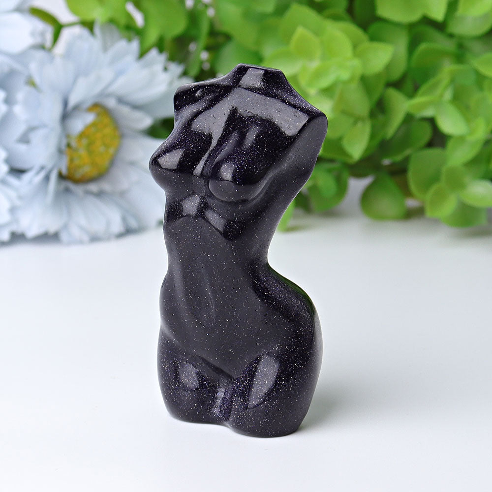 Figurine en cristal de grès bleu de 7,6 cm (3 pouces) sculptée sur le corps
