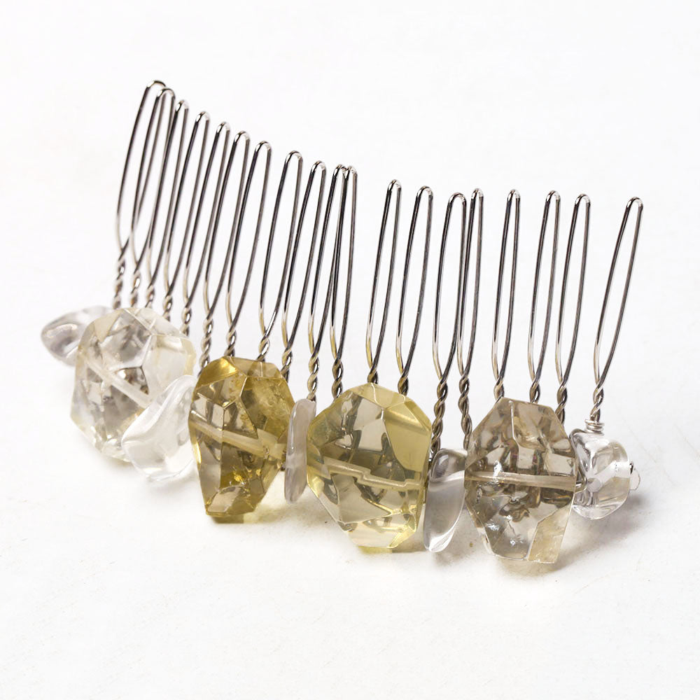 Peigne couronne en cristal de citrine de 3 pouces pour la guérison des chakras