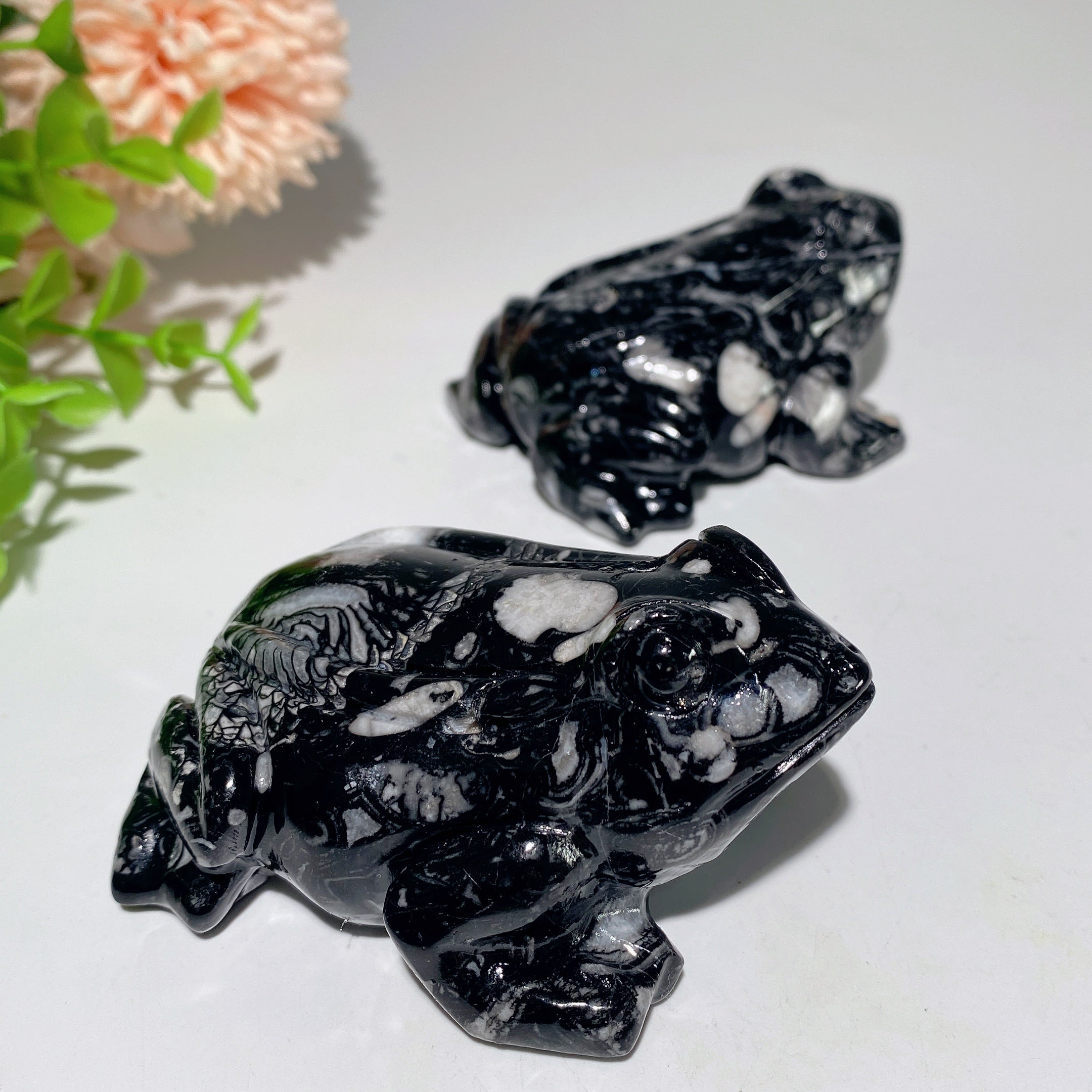3-inch Fossil Jasper Frog Figurine for Healing & Decor