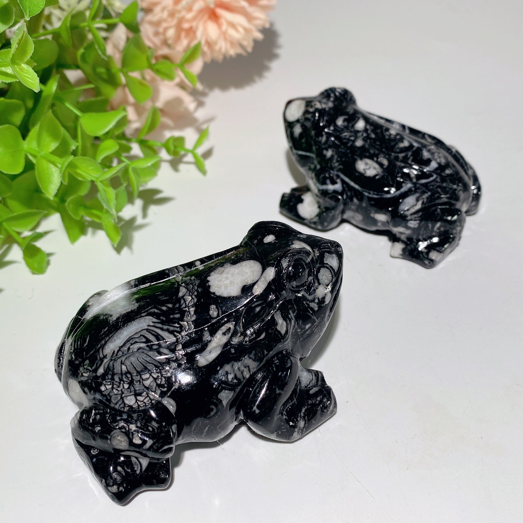 3-inch Fossil Jasper Frog Figurine for Healing & Decor