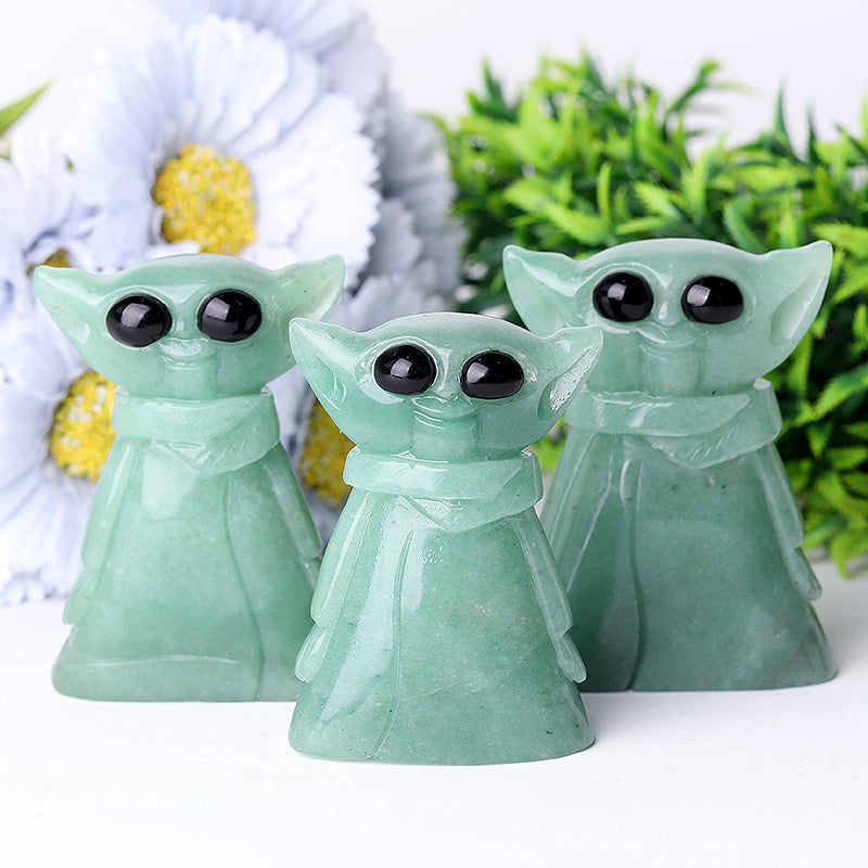 Figurine sculptée en cristal d'aventurine verte de 7,6 cm