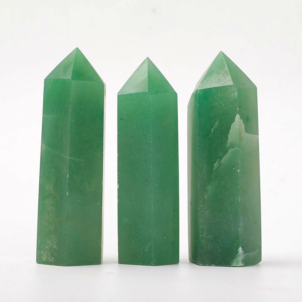 Pointes de cristal d'aventurine verte de 7,6 cm pour la guérison et l'énergie