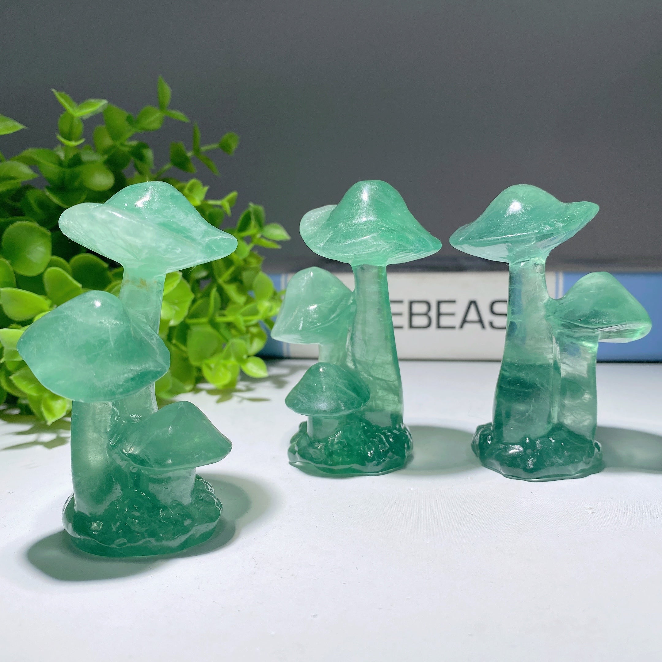 3-Inch Green Fluorite Crystal Mushroom Figurine Healing Sculpture