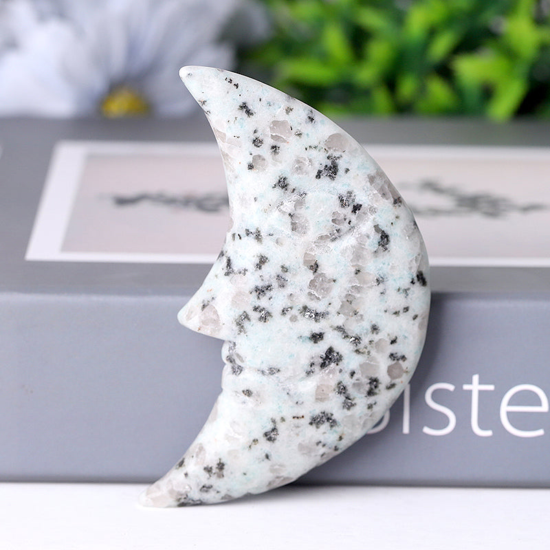 Figurine sculptée en cristal de lune Kiwi Jasper de 7,6 cm