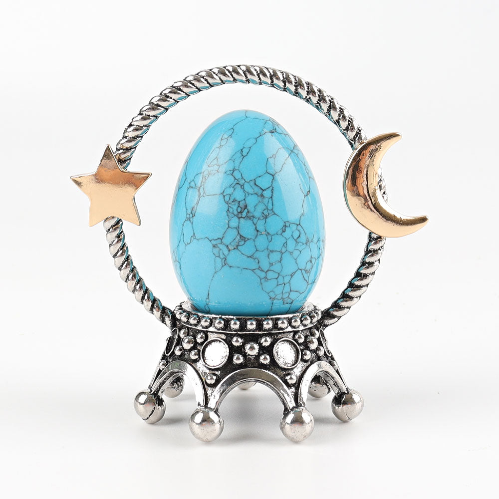 Présentoir en cristal en forme de couronne en métal de 3 pouces, motif lune et étoile