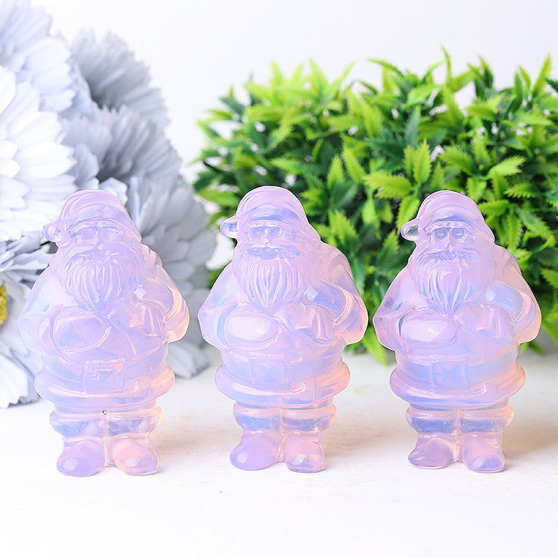 Figurine de Père Noël en cristal d'opalite rose de 3 pouces