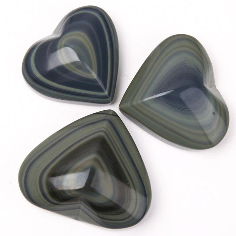 Cristal d'obsidienne arc-en-ciel en forme de cœur de 7,6 cm pour la guérison