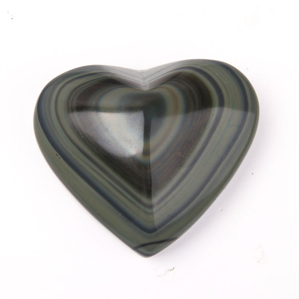 Cristal d'obsidienne arc-en-ciel en forme de cœur de 7,6 cm pour la guérison