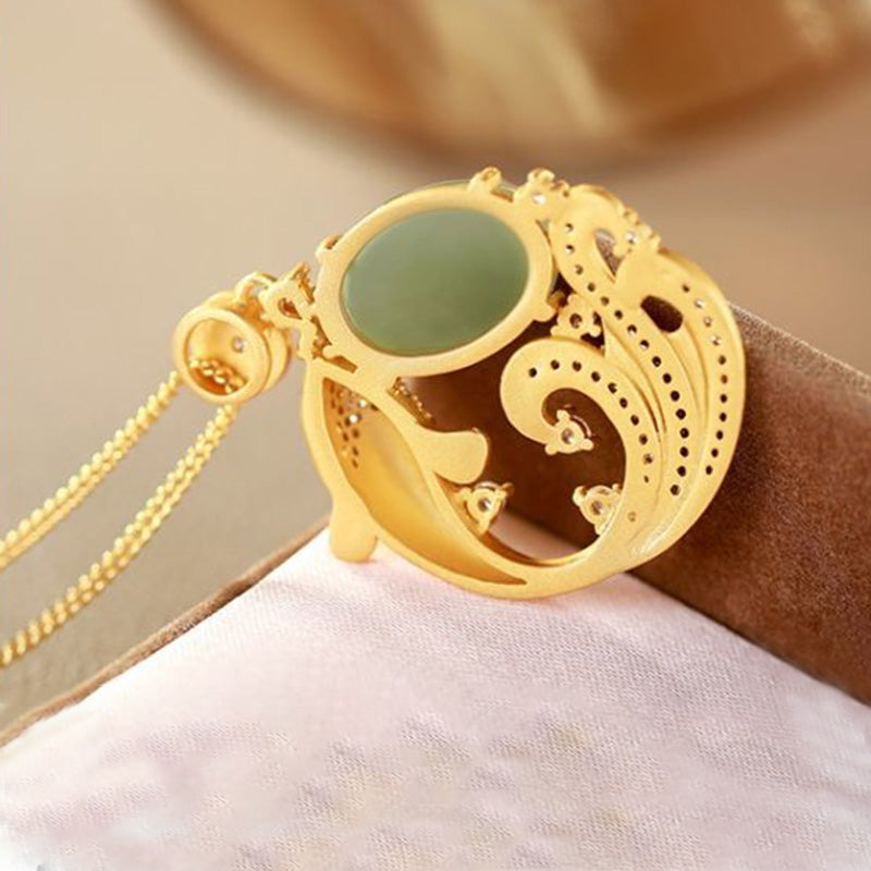 Collier de guérison en jade cyan avec poisson koï 40+5 cm unisexe
