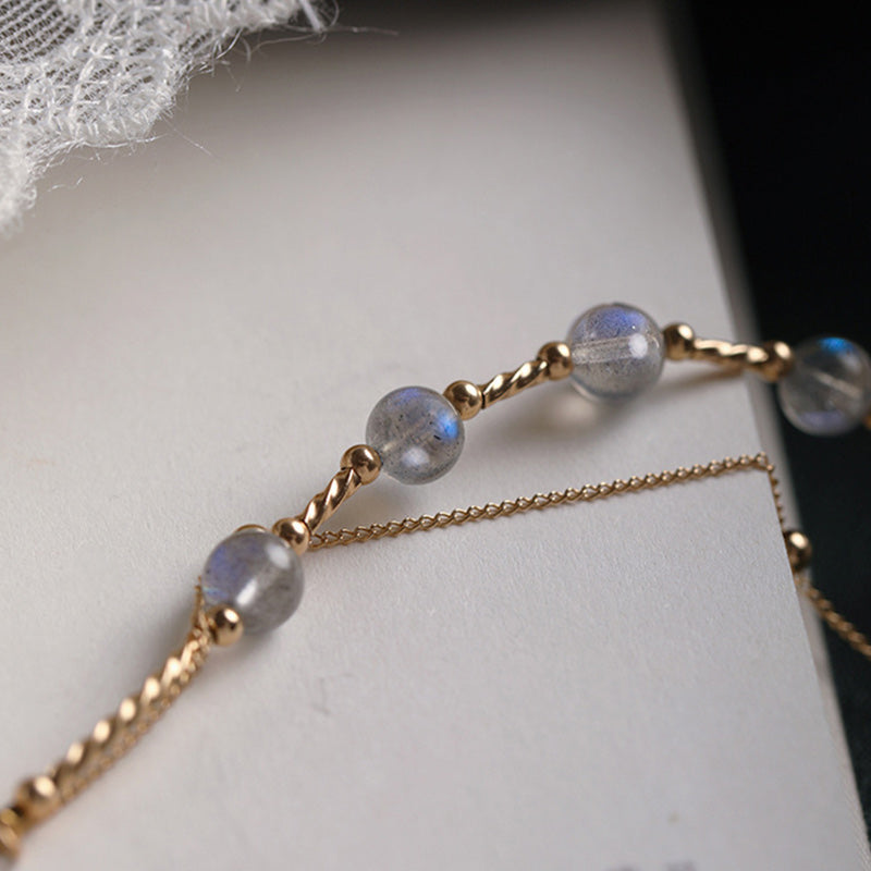 Bracelet chaîne en or 18 carats avec pierre de lune Love & Calm