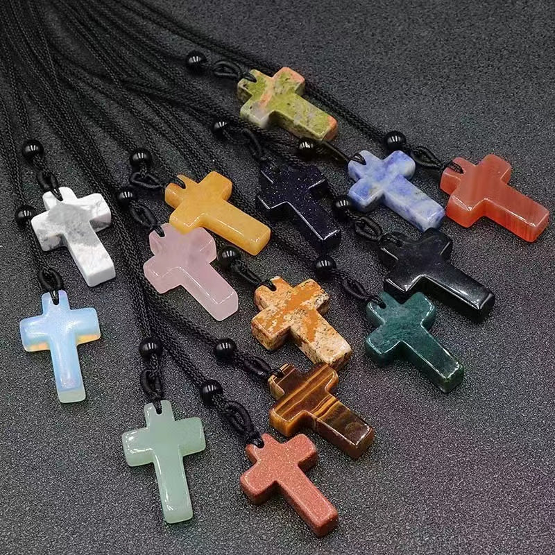 Pendentif de guérison en forme de croix en cristal mixte de 30 mm