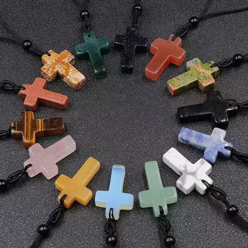 Pendentif de guérison en forme de croix en cristal mixte de 30 mm