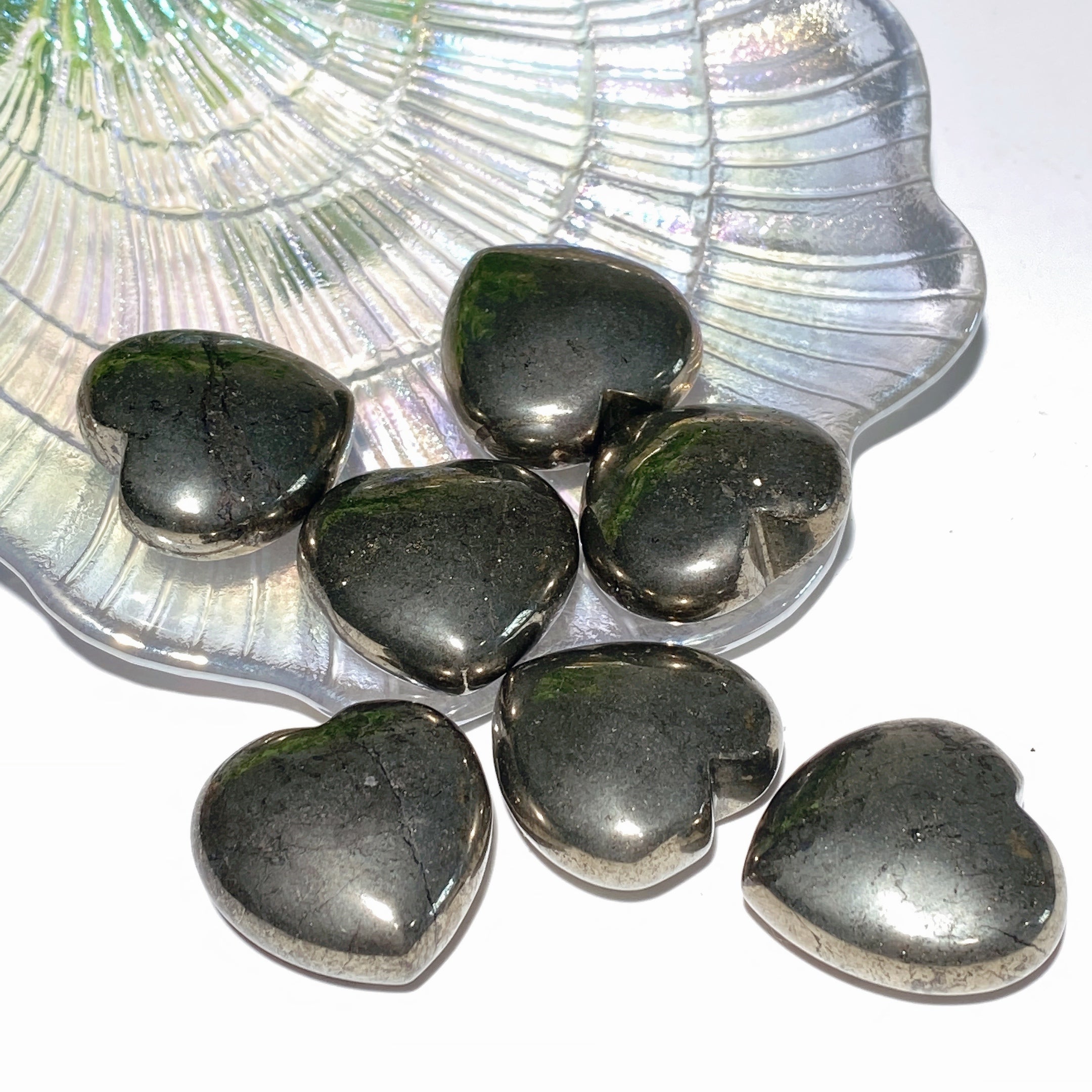 Cristal de cœur en pyrite de 30 mm pour la guérison énergétique