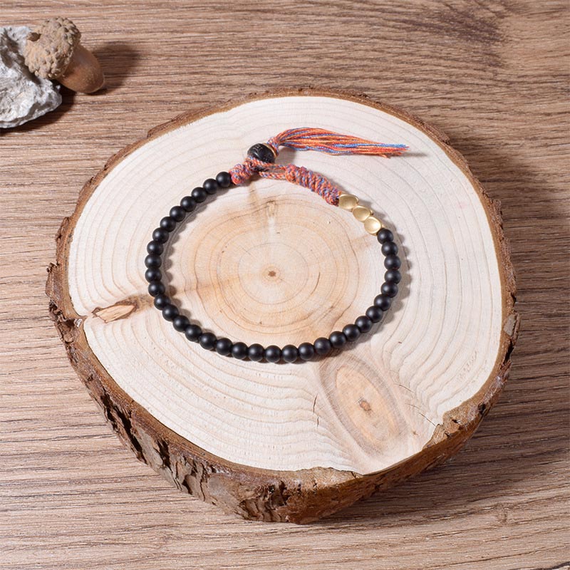 Bracelet à pampilles en onyx noir de 17 à 18 cm | Protection et solidité