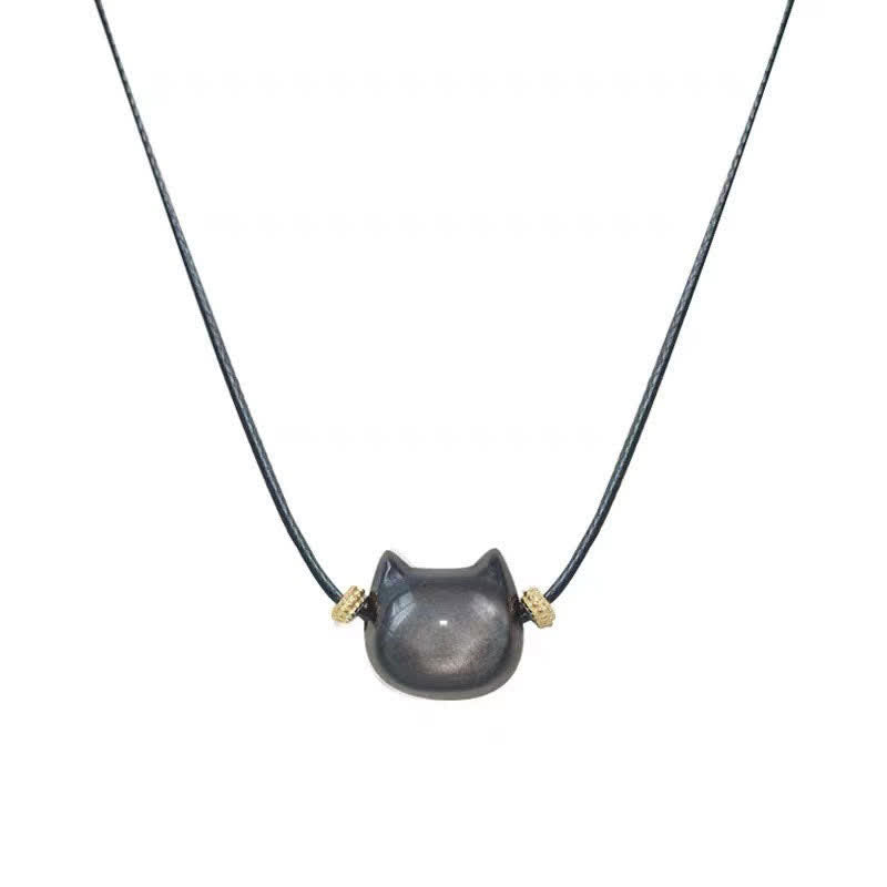 8mm Gold Sheen Obsidian Protection Bracelet with Lucky Cat Paw