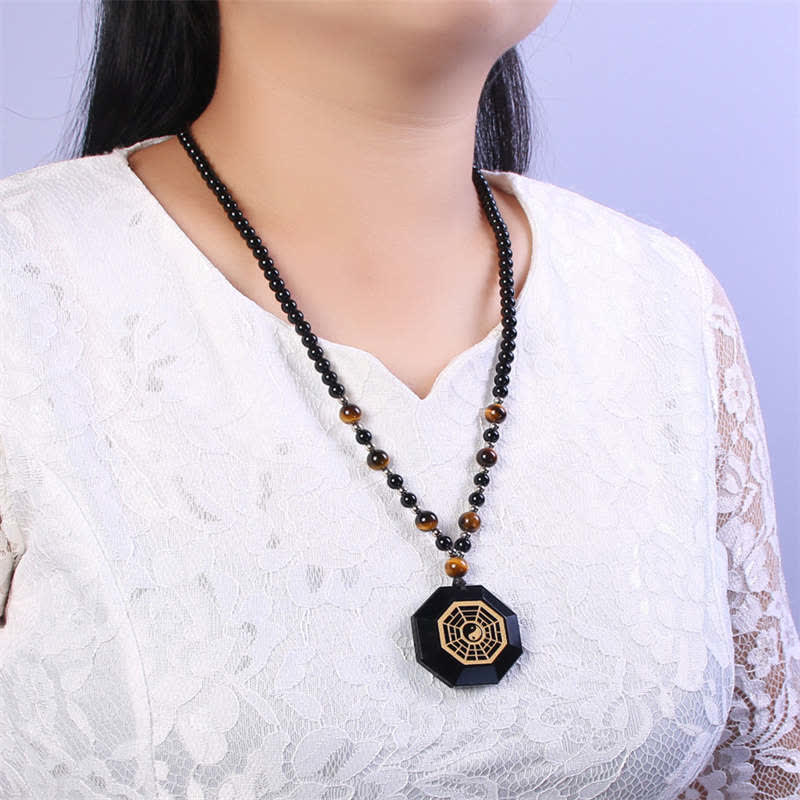 Collier Yin Yang en obsidienne noire | Purification et équilibre