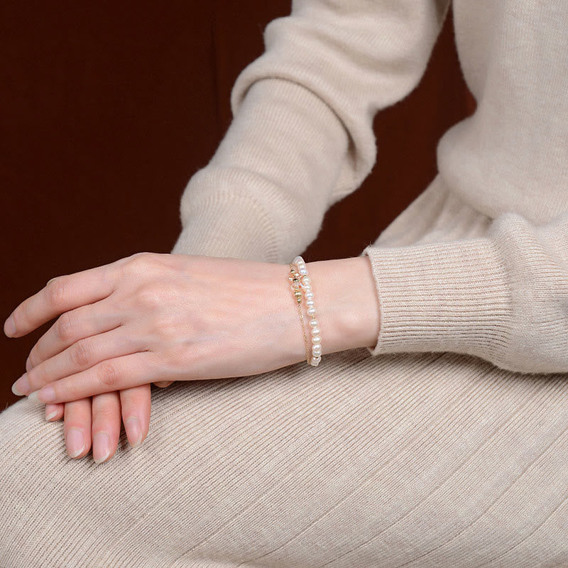 Bracelet de guérison en argent sterling 925 plaqué or 14 carats avec perles