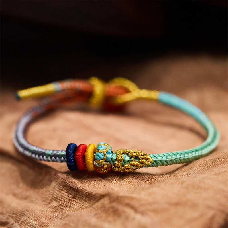 Bracelet spirituel à huit fils et corde colorée avec nœud de paix