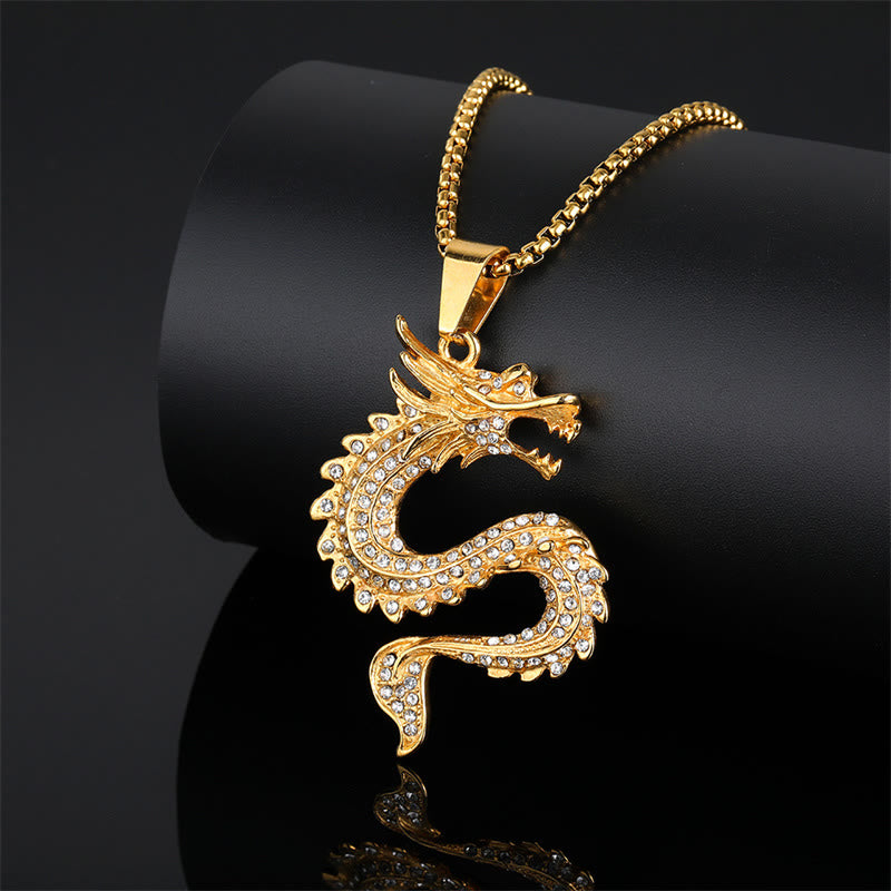 Collier dragon avec pendentif de protection en zircon | Sons de guérison