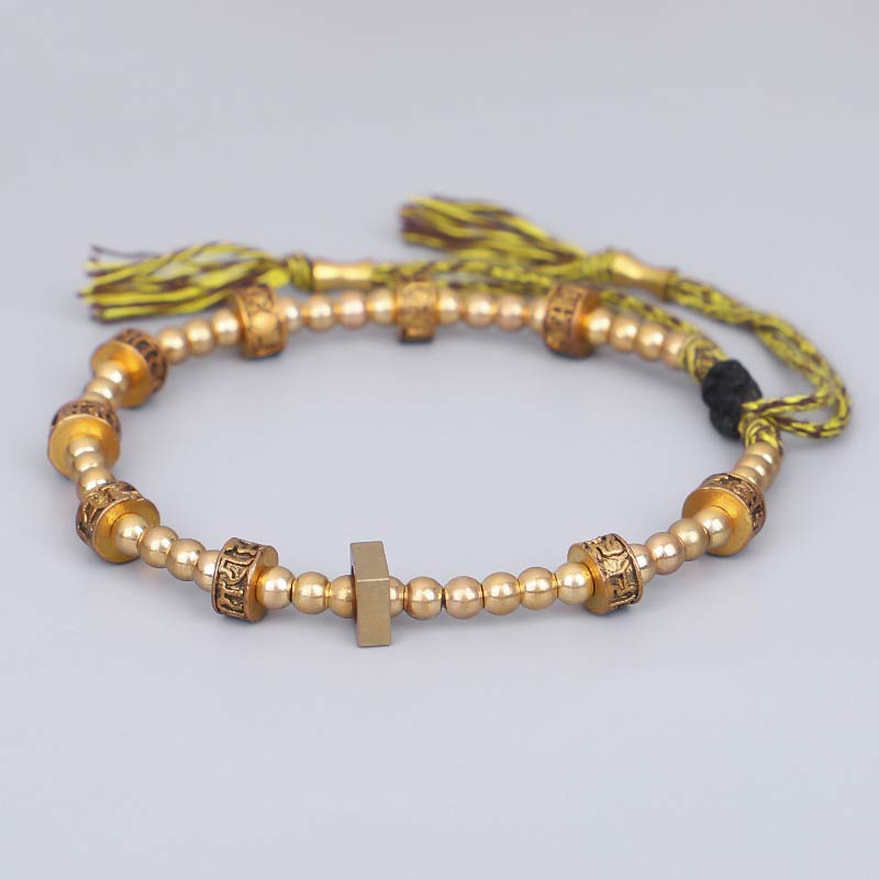 Om Mani Padme Hum Gold Mantra Bracelet for Protection