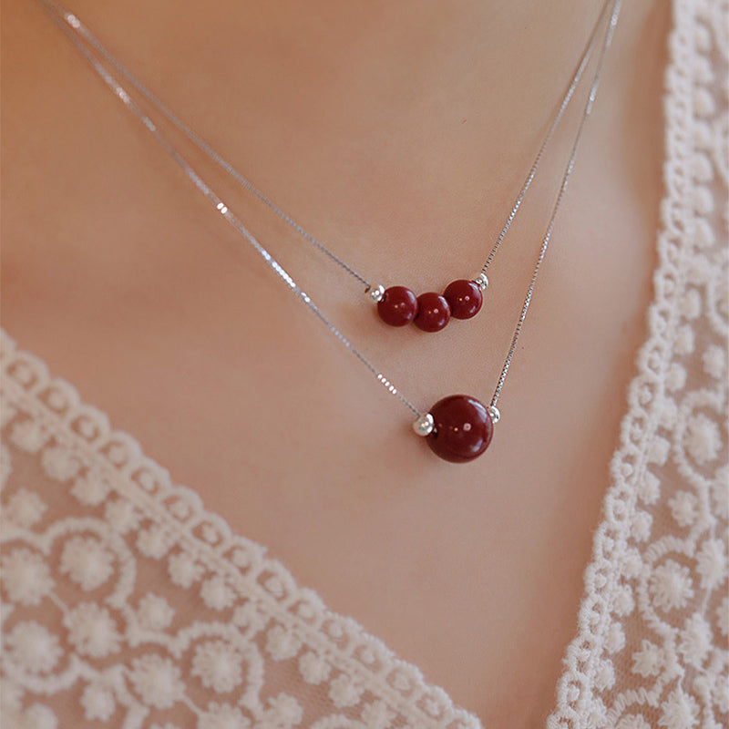 925 Sterling Silver Cinnabar Necklace | Calm Blessing Pendant