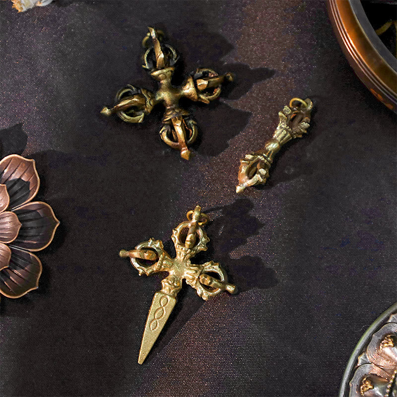 Vajra double Dorje en cuivre fait main au Népal pour l'illumination et la force