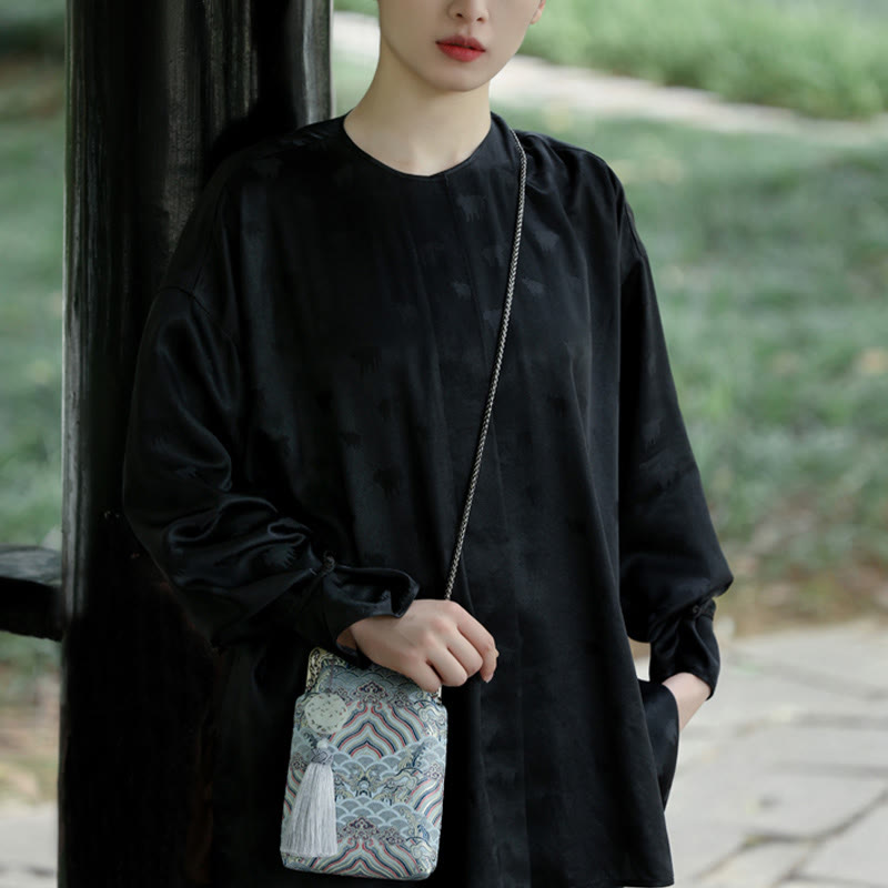 Petit sac bandoulière bleu vagues océan avec chaîne en métal