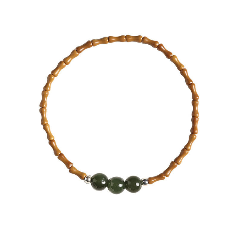 Bracelet porte-bonheur en jade Hetian et noyau d'olive, perles de 6 mm